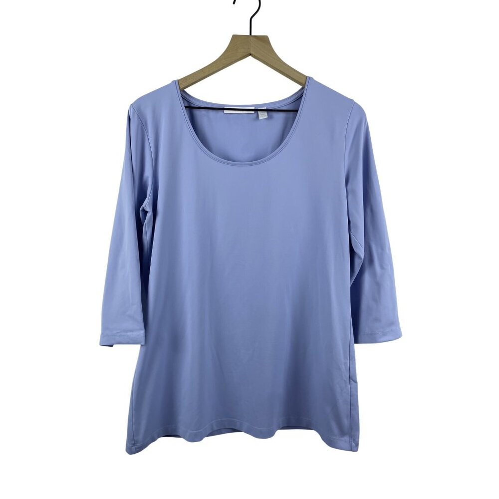 BOSS Hugo Boss Women's XL Scoop Neck 3/4 Sleeve Blouse Baby Sky Pastel Blue